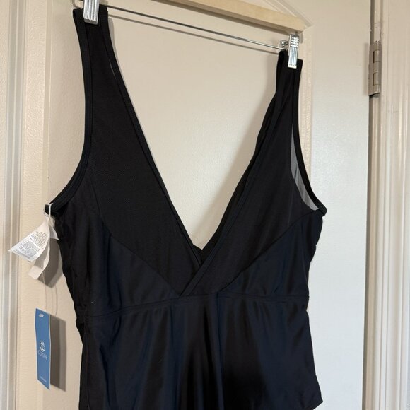 CupShe Extra Large XL Black Bathing Suit‎ NWT One Piece Swimsuit Mesh V-neck - Picture 12 of 12
